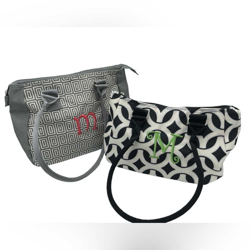 Initials Inc Bags Shoulder Pair Monogram M Black Cream Gray